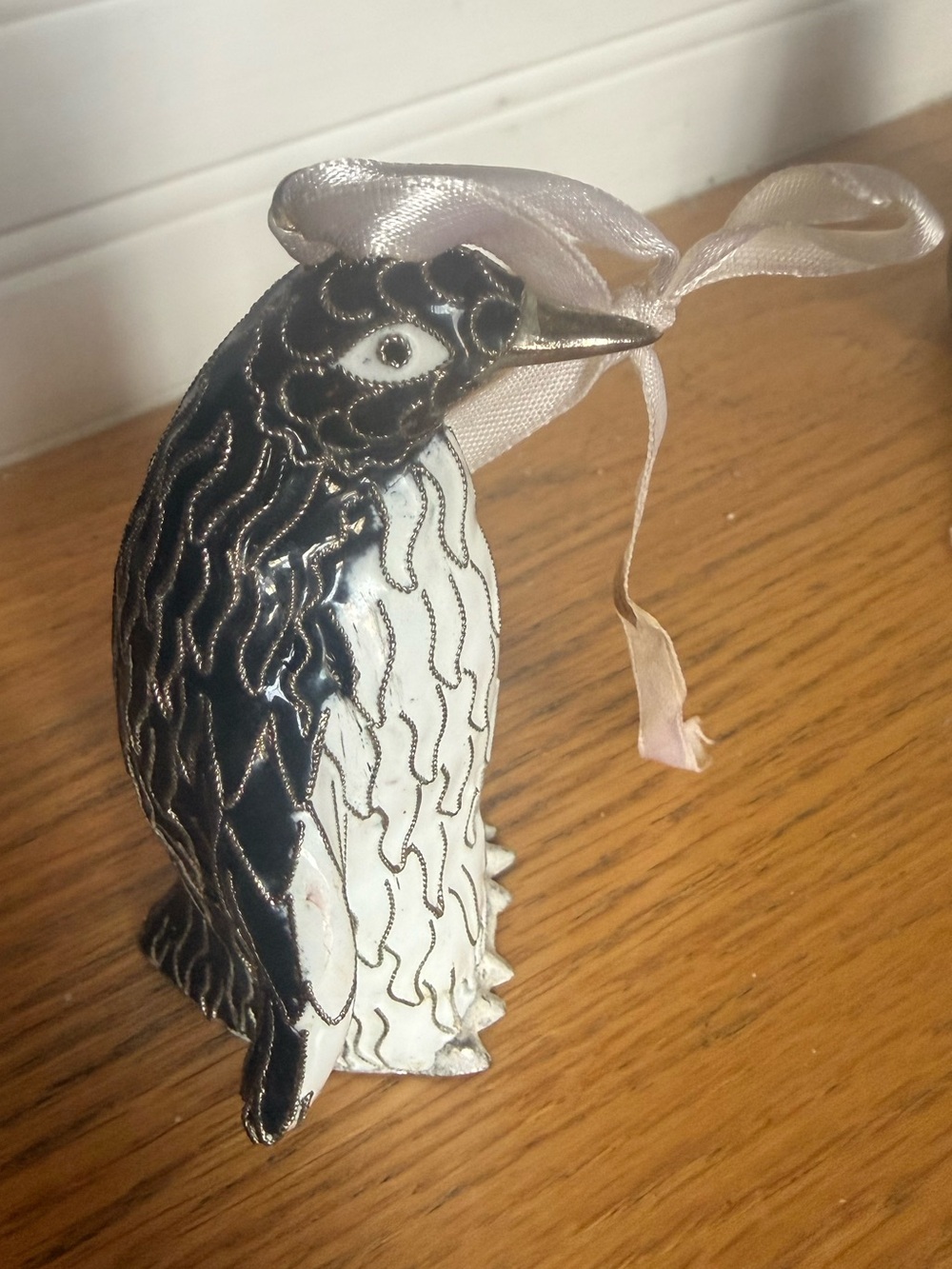 Vintage Dillards Cloisonné Penguin Figurine Ornament Holidays
